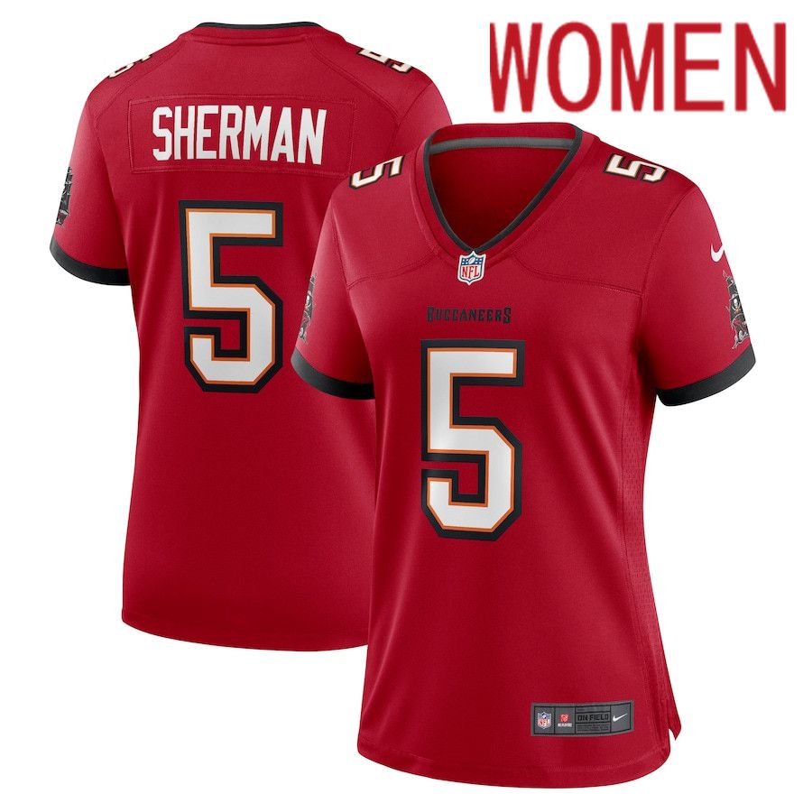 Women Tampa Bay Buccaneers #5 Richard Sherman Nike Red Game NFL Jersey->women nfl jersey->Women Jersey